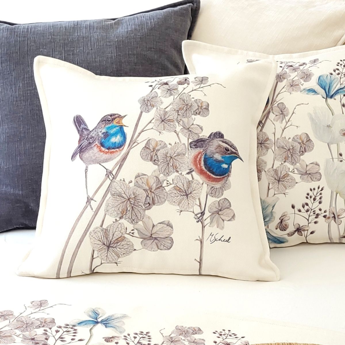 MARGARITA SCHEEL BY CASA ALVARINHO - FUNDA COJIN MARISA RUISEÑORES OTOÑAL 45X45