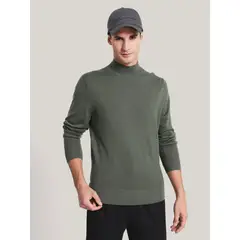 CALVIN KLEIN - Sweater Cuello Alto Merino Mock Verde