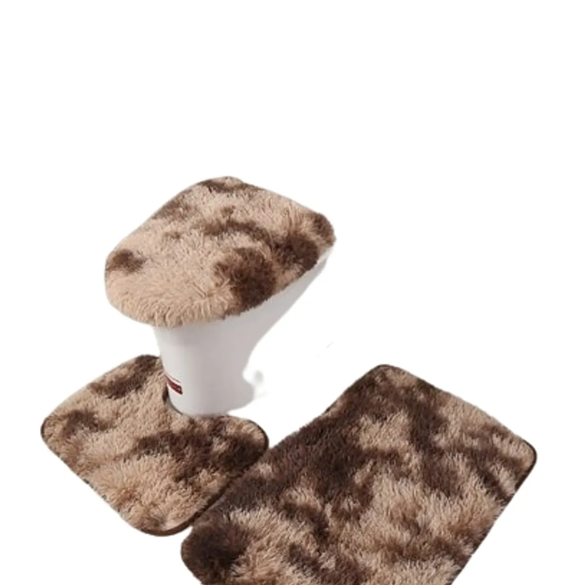 GENERICO - Juego de Baño Color Marrón Jaspeado Peludos  3 Piezas  TF
