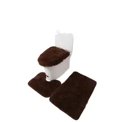 GENERICO - Juego de Baño Color CAFE Peludo 3 Piezas TF