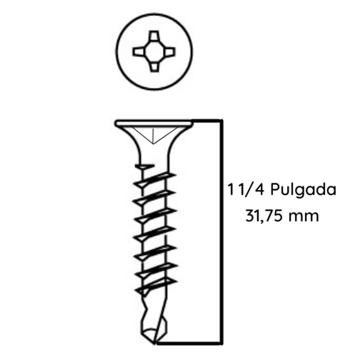 GENERICO - Tornillo Fibrocemento Avellanado Punta Broca 6x1 1/4 1.000 U