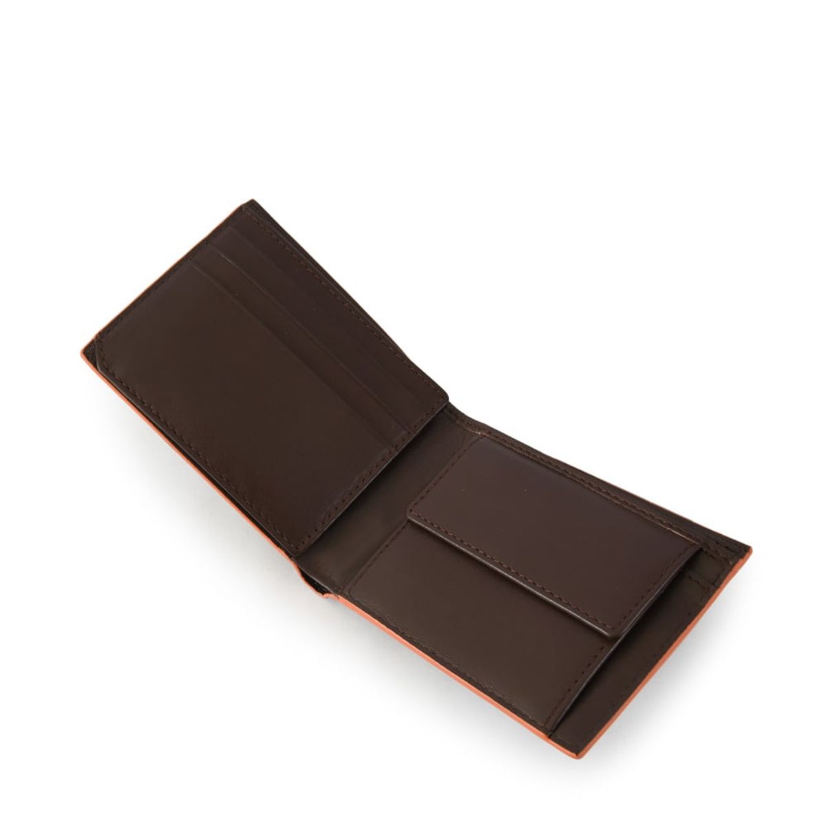AMPHORA - Billetera fabio cuero con aleta mediana café oscuro