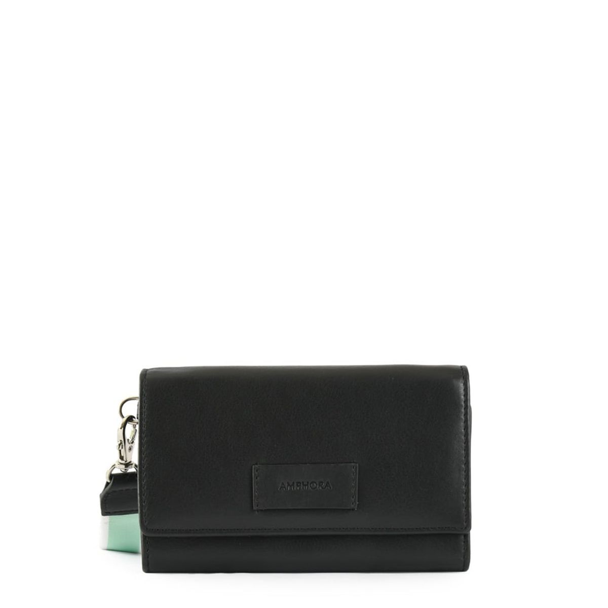 AMPHORA - Billetera parana cuero mediana negro