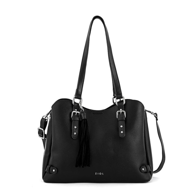 ZIOL - Cartera dos asas tres divisiones grande malva negro
