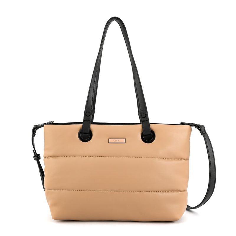 ZIOL - Cartera dos asas tres divisiones mediana sindra beige oscuro