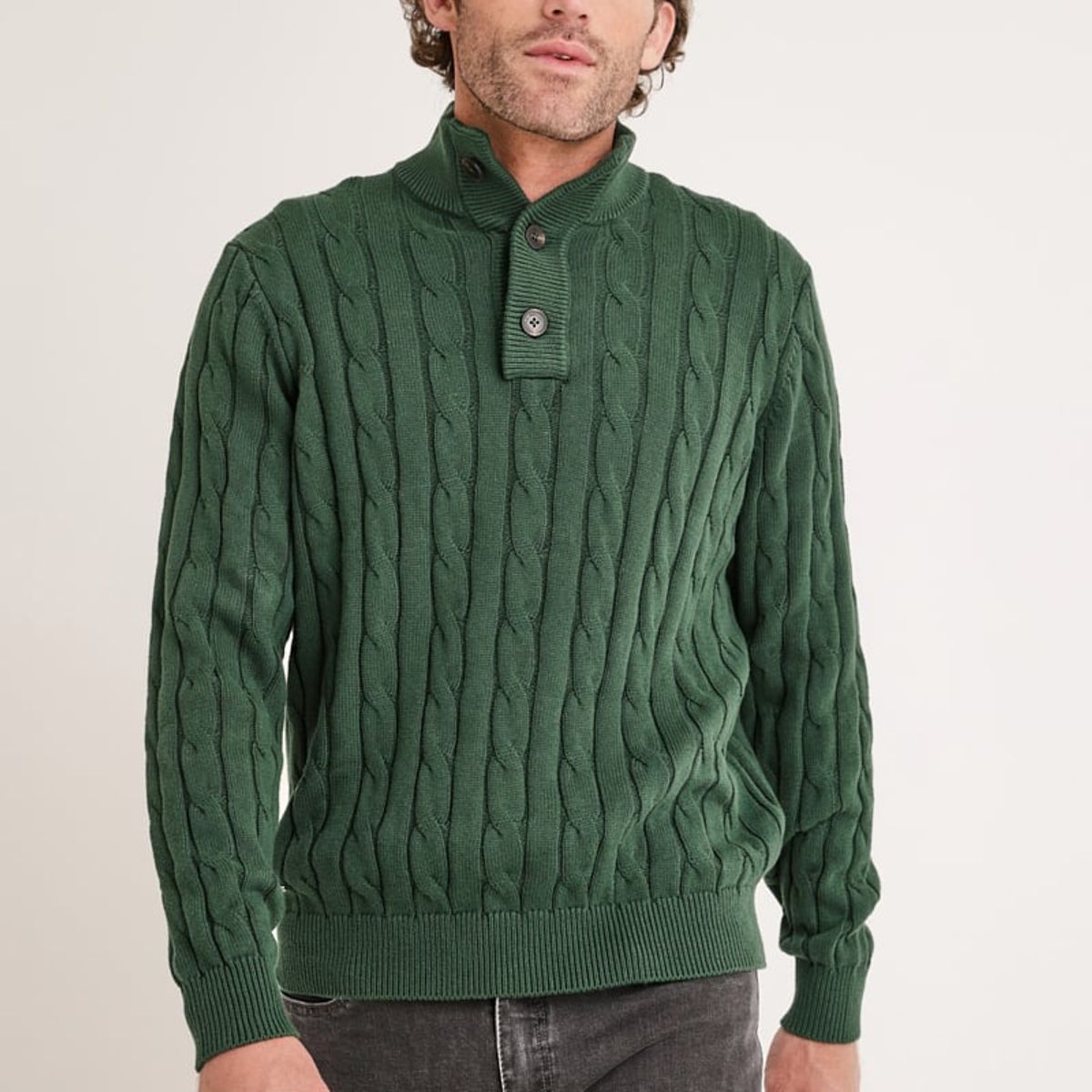 TRIAL - Sweater Hombre Pier Trenzado Verde