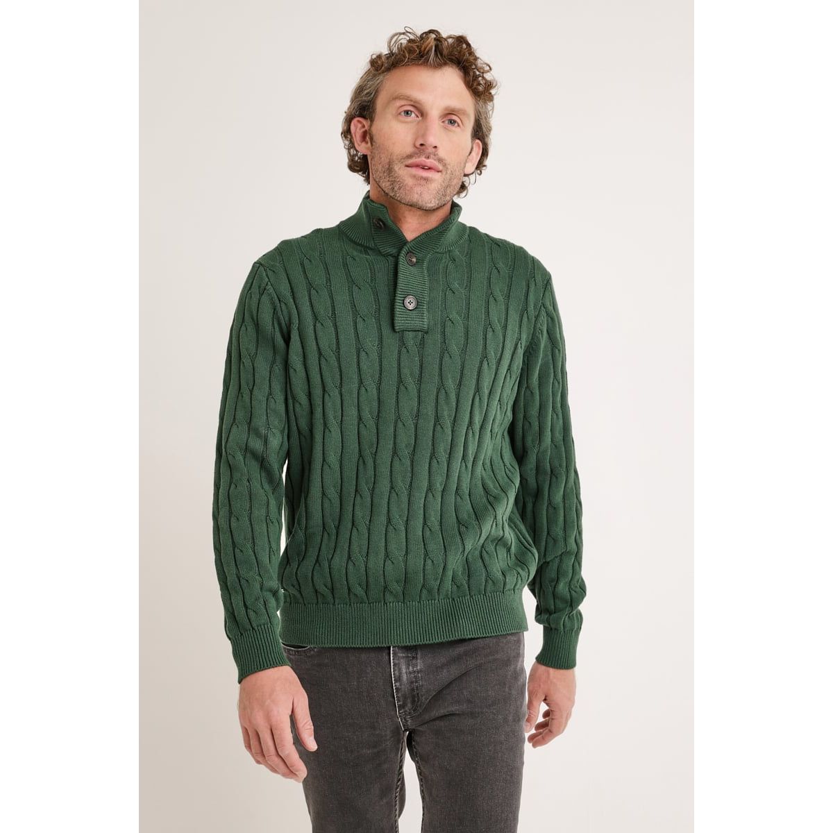 TRIAL - Sweater Hombre Pier Trenzado Verde