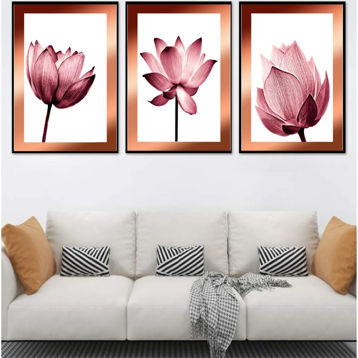 GENERICO - Cuadros Decorativos  Flores Abstractas Pack X 3 Uds 35x50 Cm C/u
