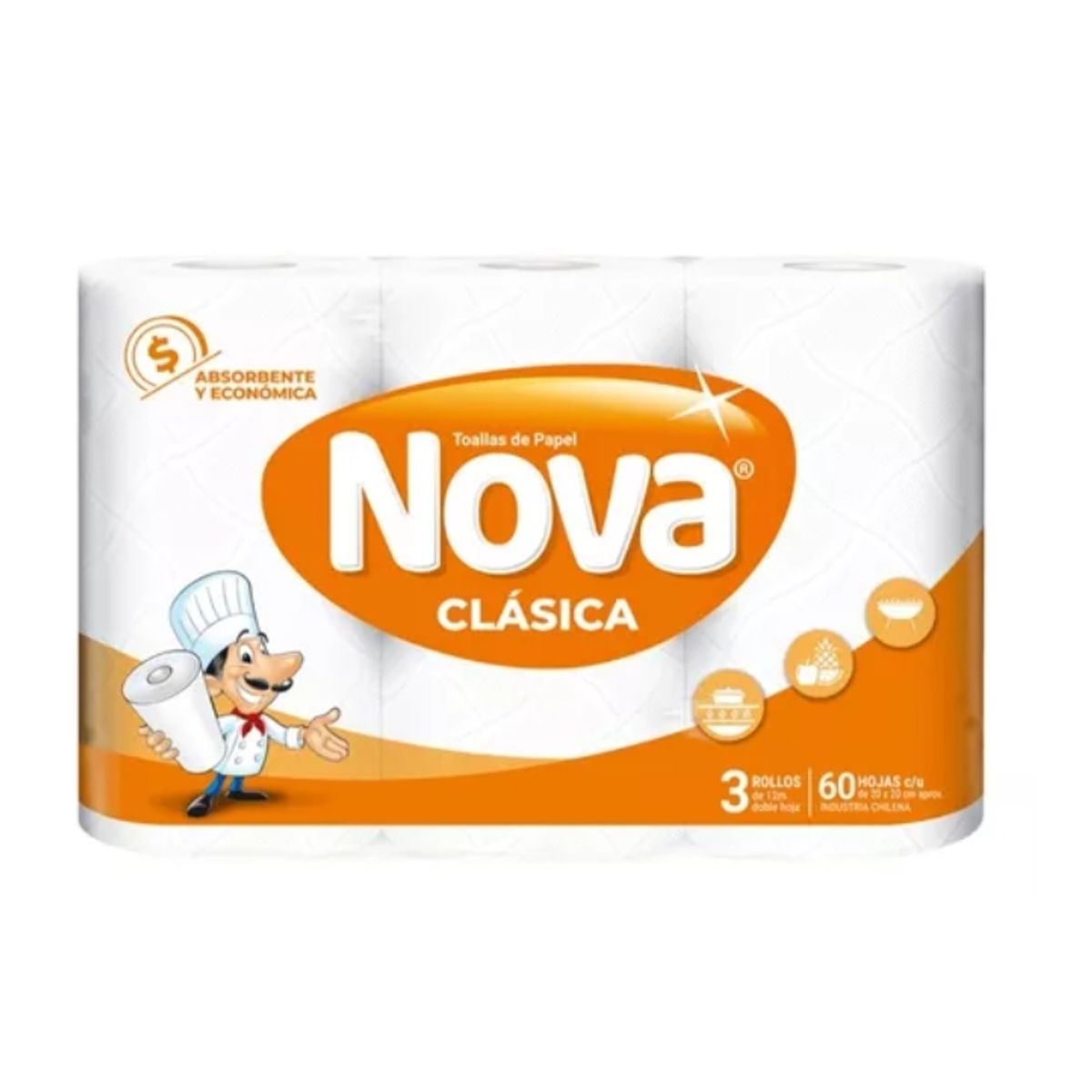 NOVA - Toalla De Papel Nova Clásica 4paq De 12 Rollos X12 M