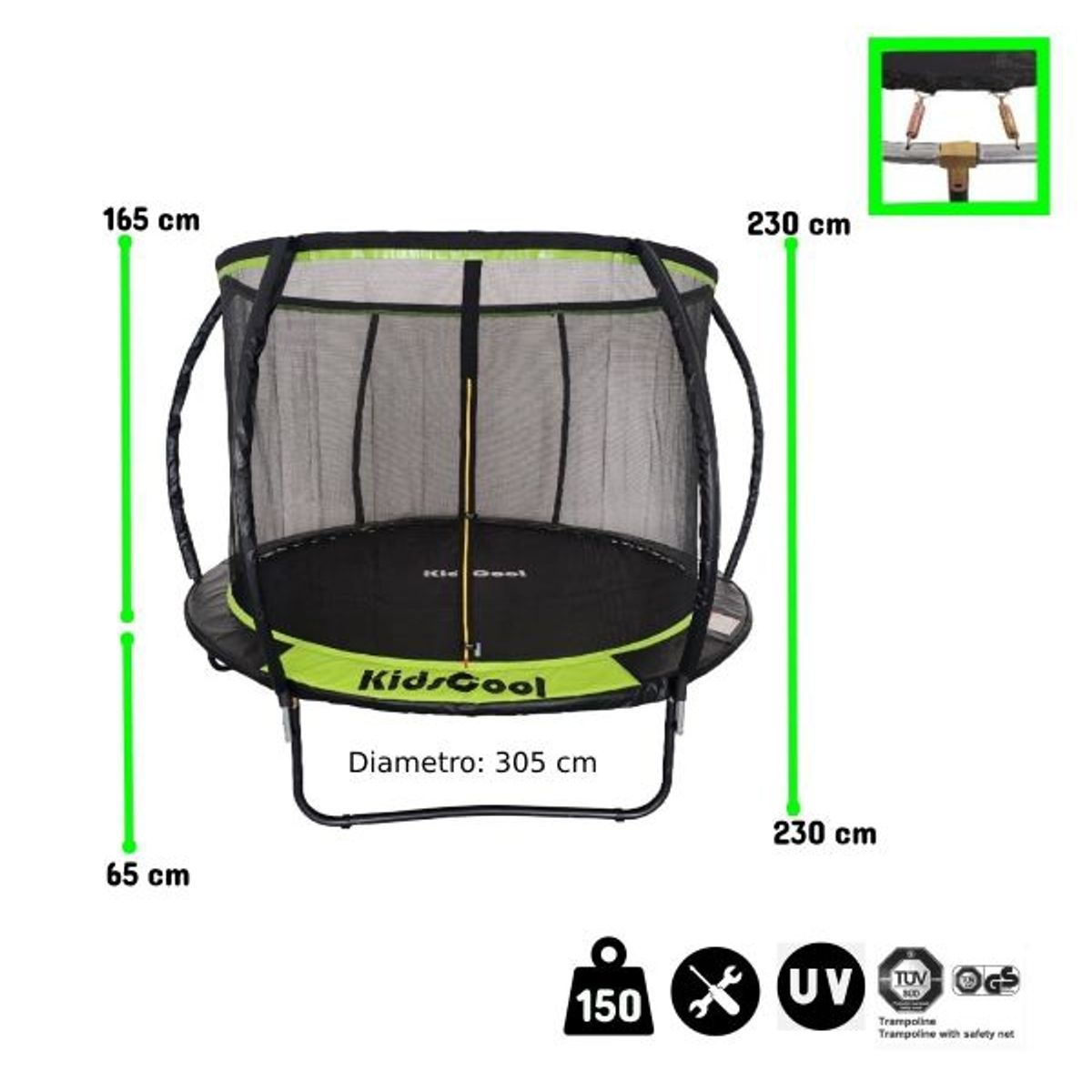 KIDSCOOL - Cama Elastica 10 Pies Black Edition Curve-Pro