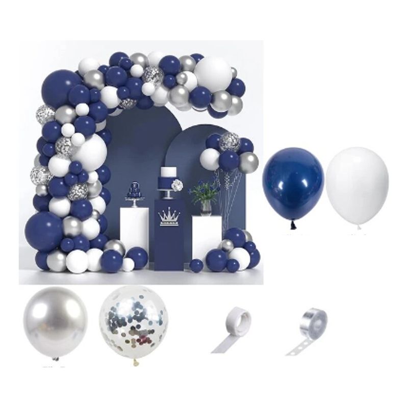 GENERICO - Set Arco De Globos Para Bautizo Comunión Azulplateado