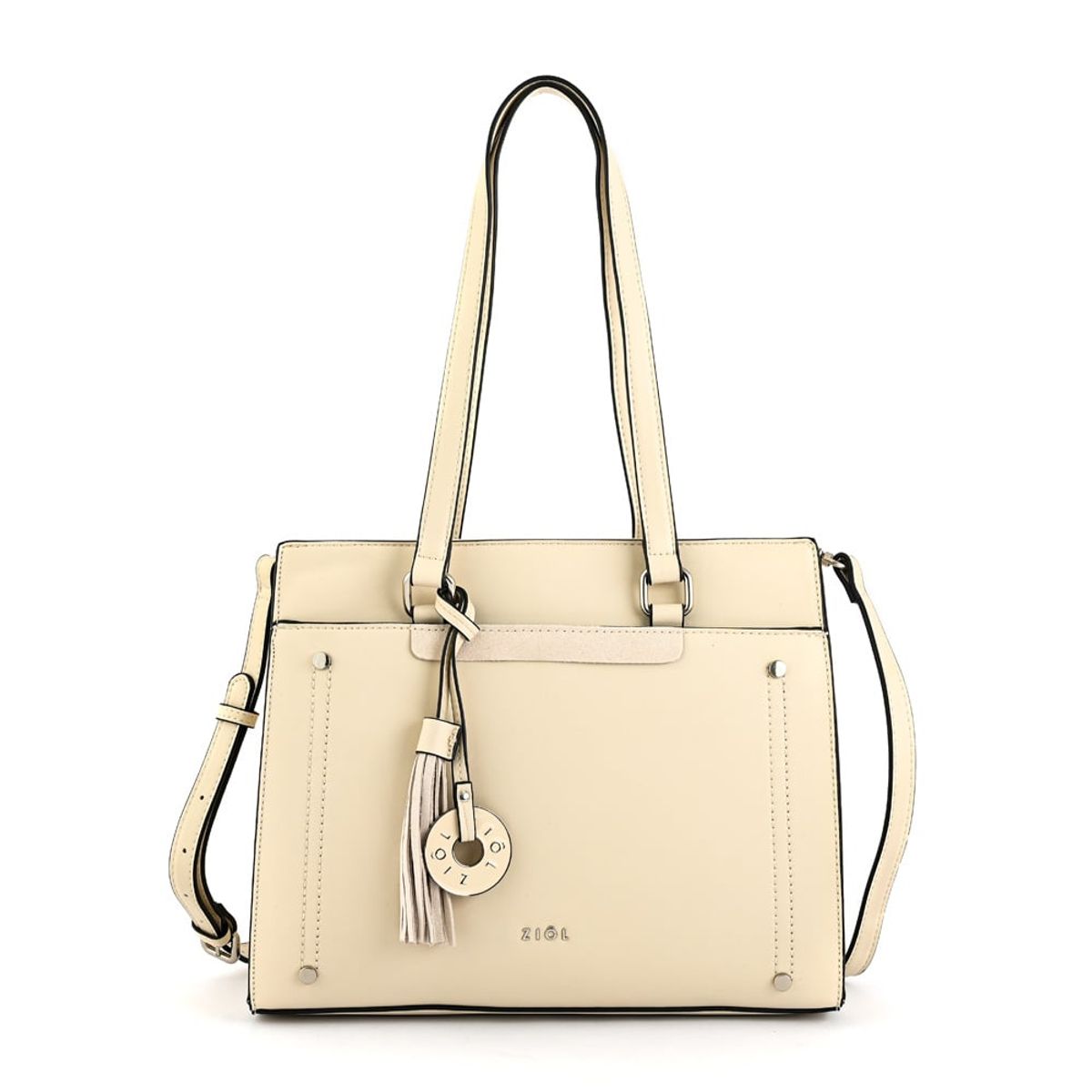 ZIOL - Cartera tote tres divisiones inisa mediana blanco crudo