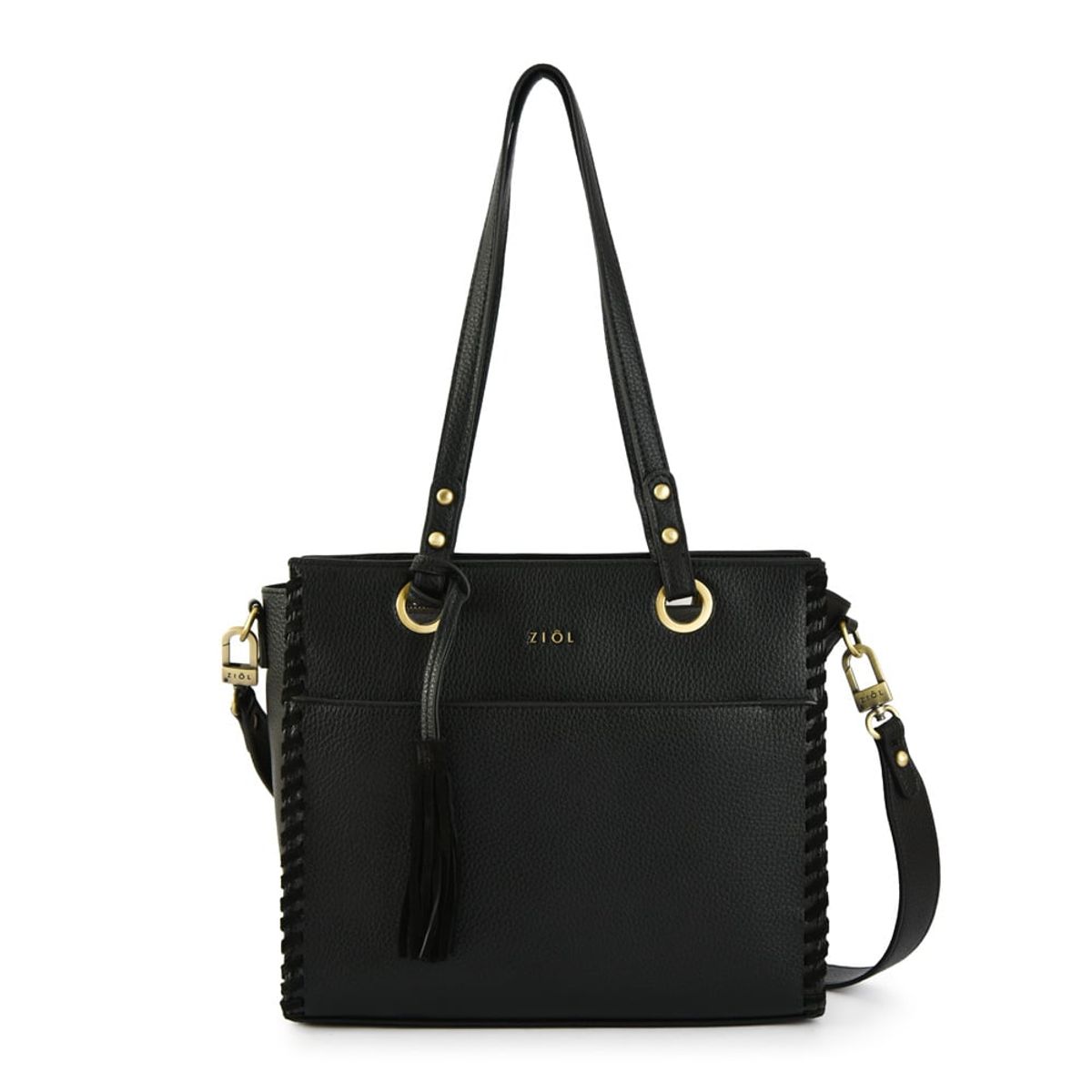 ZIOL - Cartera tote tres divisiones mediana kim negro