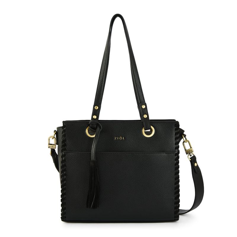 ZIOL - Cartera dos asas tres divisiones mediana kim negro