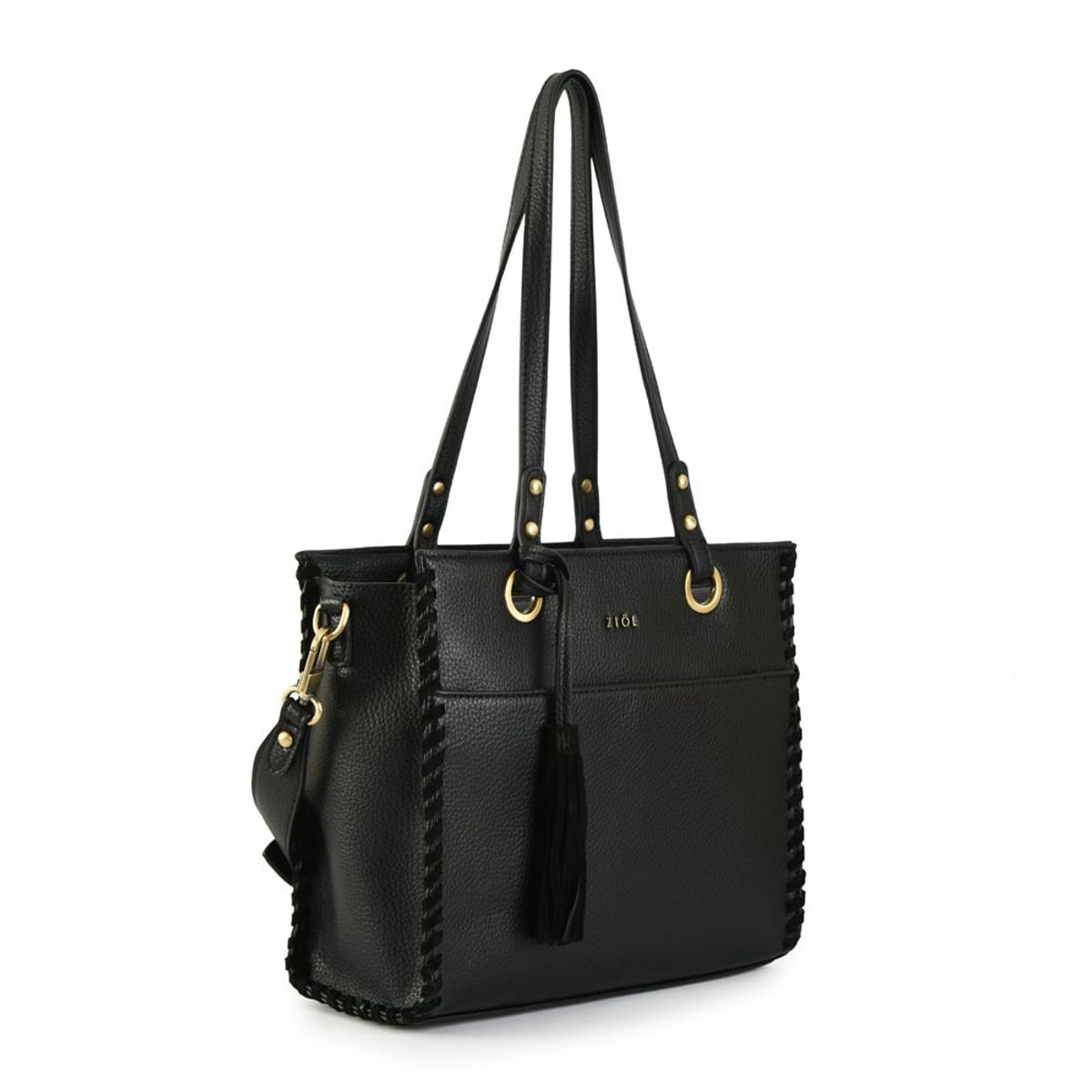 ZIOL - Cartera tote tres divisiones mediana kim negro