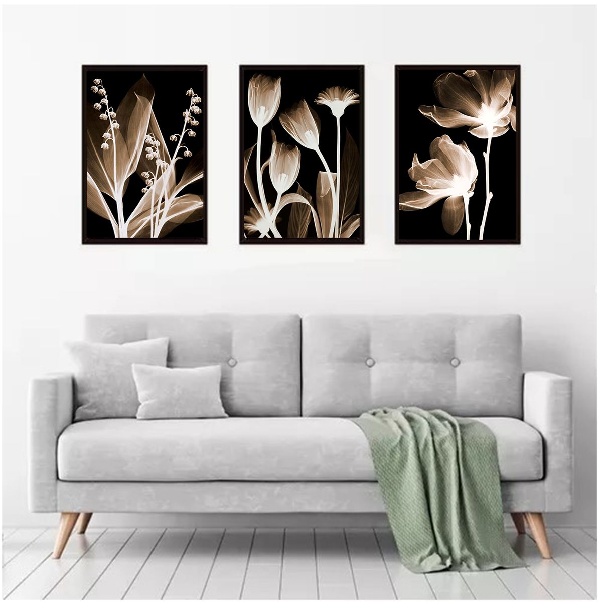 GENERICO - Cuadros Decorativos  De Flores Pack X 3 Uds 35x50 Cm C/u