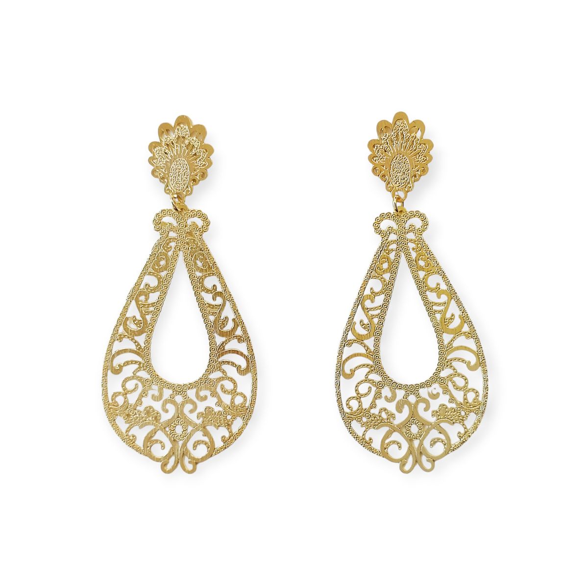 ANDREA COGGIOLA JOYAS - Aros Claudia Gota Calada Enchapado Oro 18K