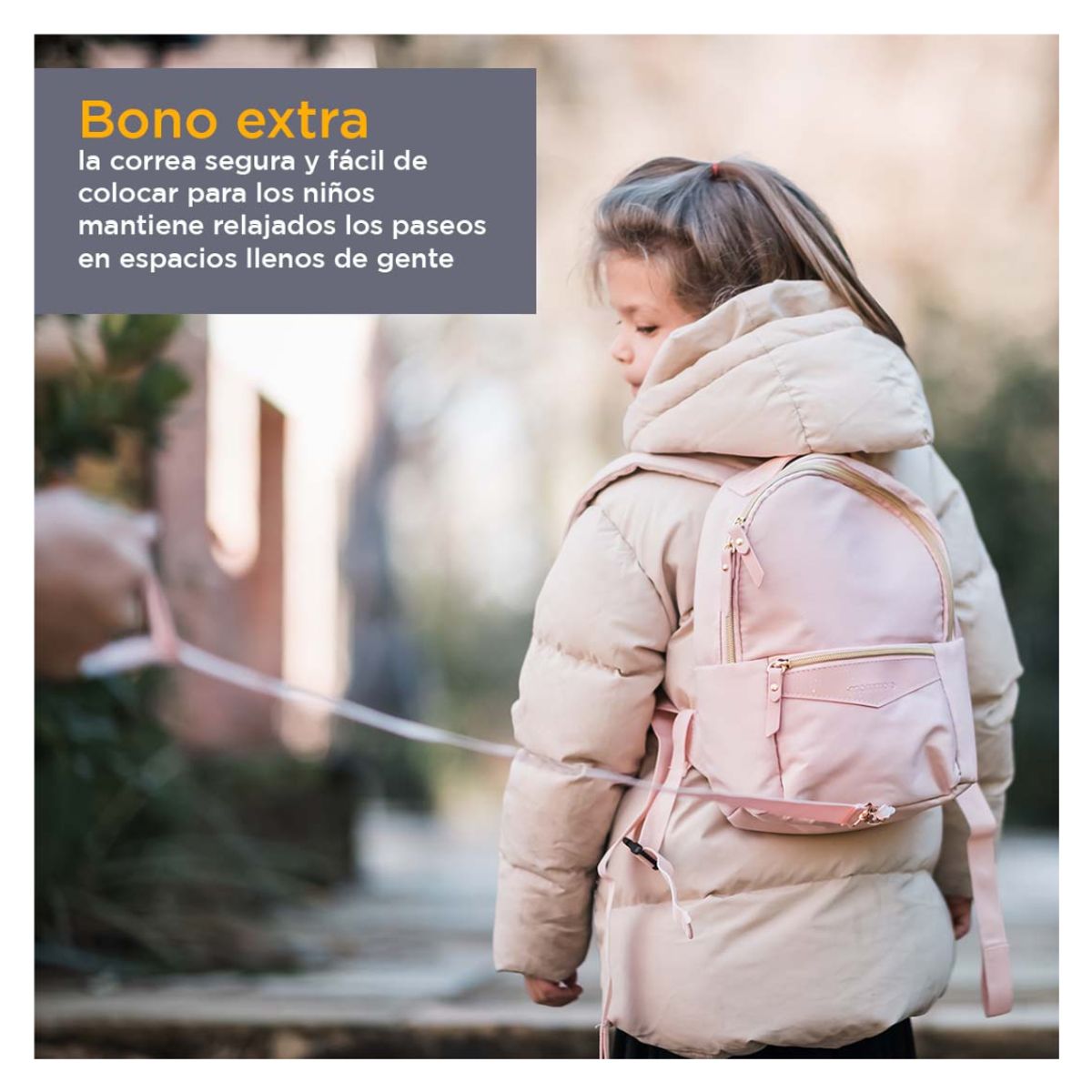 MOMMORE - Mommore Mochila Lacy para Niños con Correa de Seguridad - Rosado