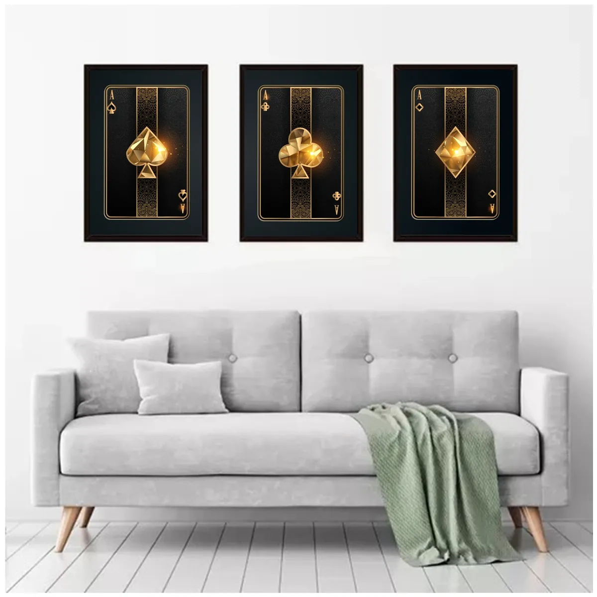 GENERICO - Cuadros Decorativos Carta Poker Pack X 3 Uds 35x50 Cm C/u