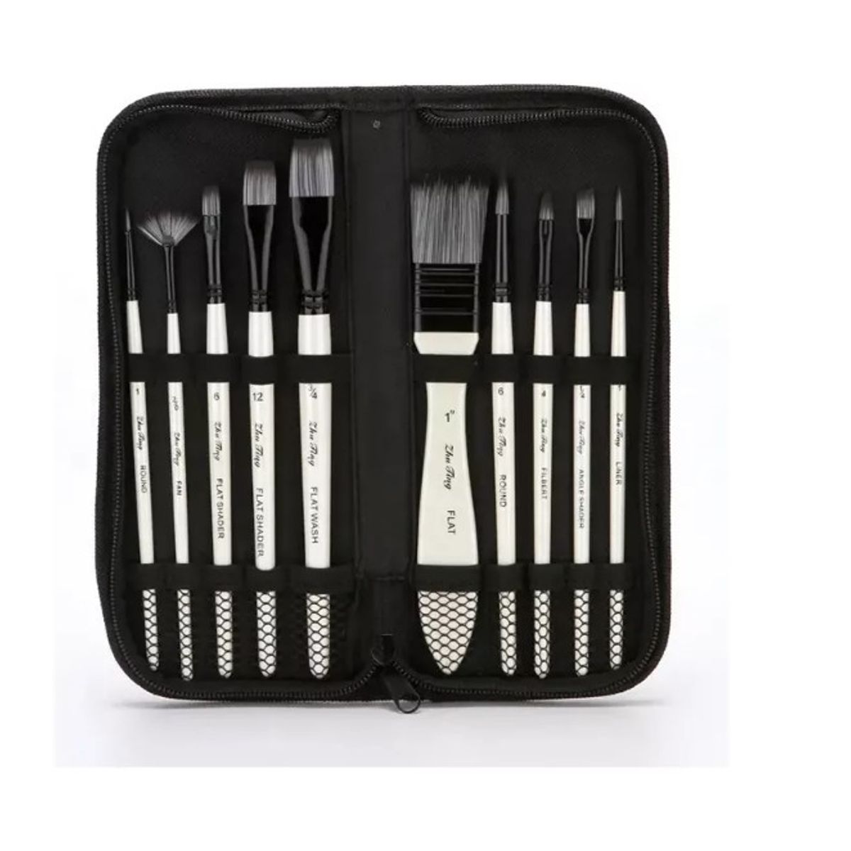 GENERICO - Set Pinceles 10 + Bolso Profesionales Óleo Acuarela Acrílico