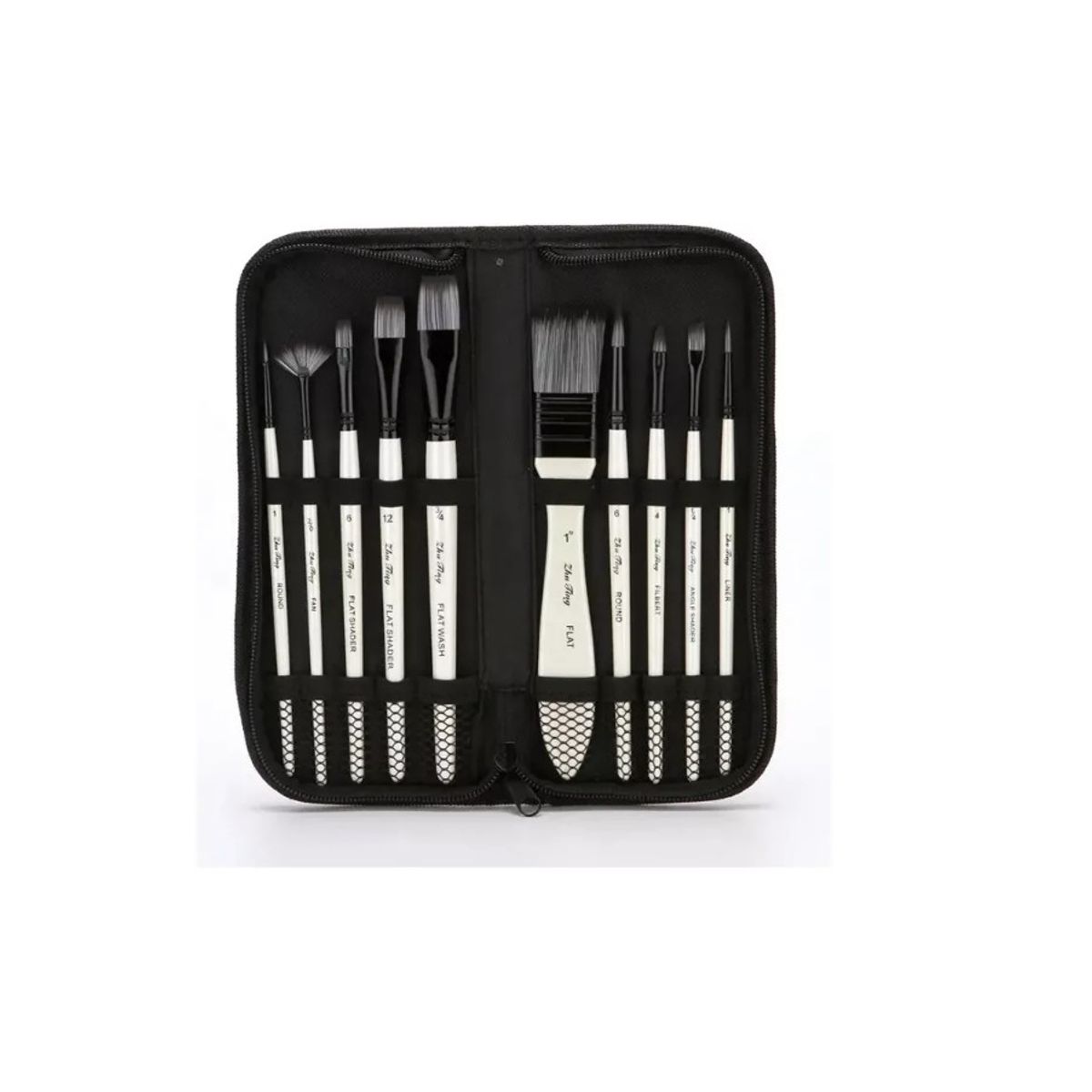GENERICO - Set Pinceles 10 + Bolso Profesionales Óleo Acuarela Acrílico