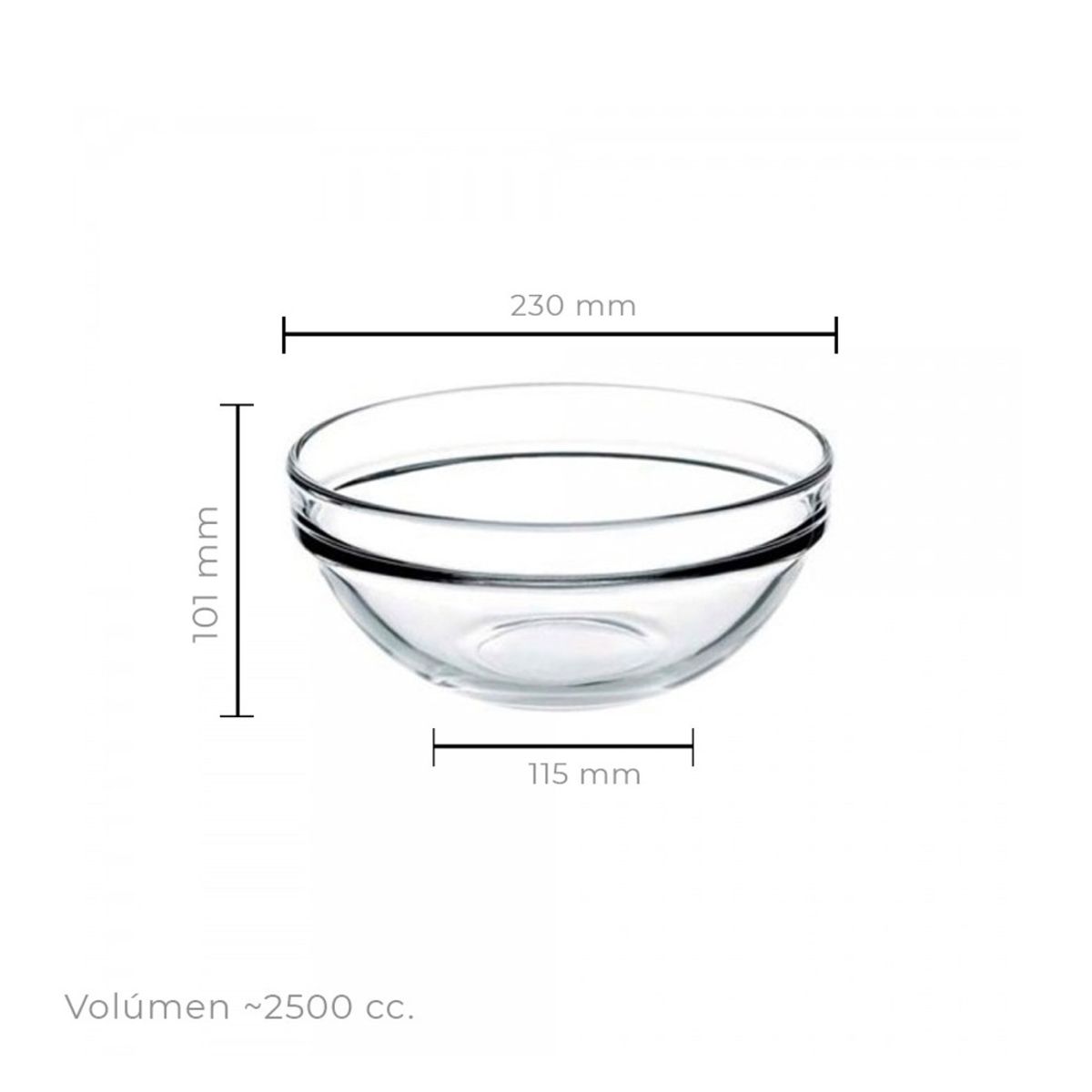 PASABAHCE - Set De 6 Bowl Vidrio Templado 23 Cm. PASABAHCE