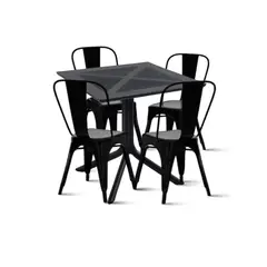 KLIK - Mesa restaurant 80x80 Polipropileno + 4 Sillas Tolix - Negra