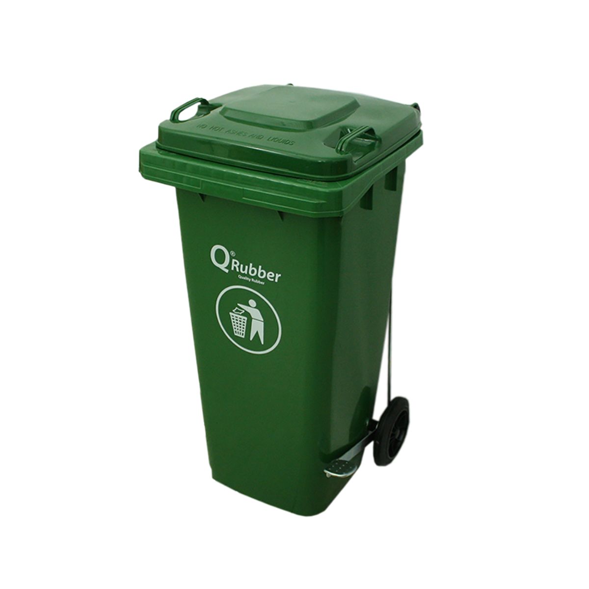 QRUBBER - Contenedor de Basura 120 lts. con pedal verde QRubber