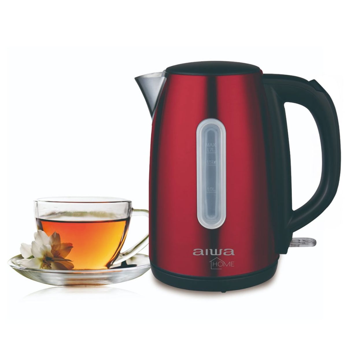 AIWA - Hervidor Eléctrico Aiwa Acero Inoxidable 1.7L Rojo