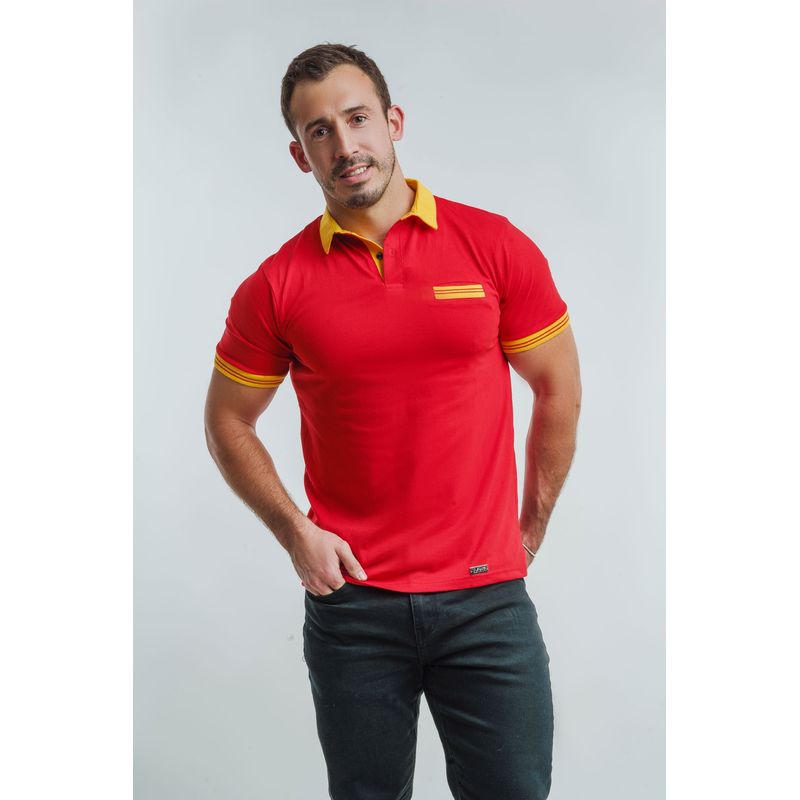 SUITE 1503 MEN'S BRAND EXPERIENCE - Polera Cuello V Manga Corta Rojo Intenso SUITE1503 MENS BRAND EXPERIENCE