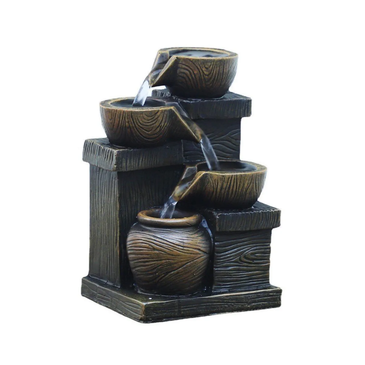 MUNDO ONLINE - Adorno fuente de agua Cuencos cascada Iluminación 3 niveles