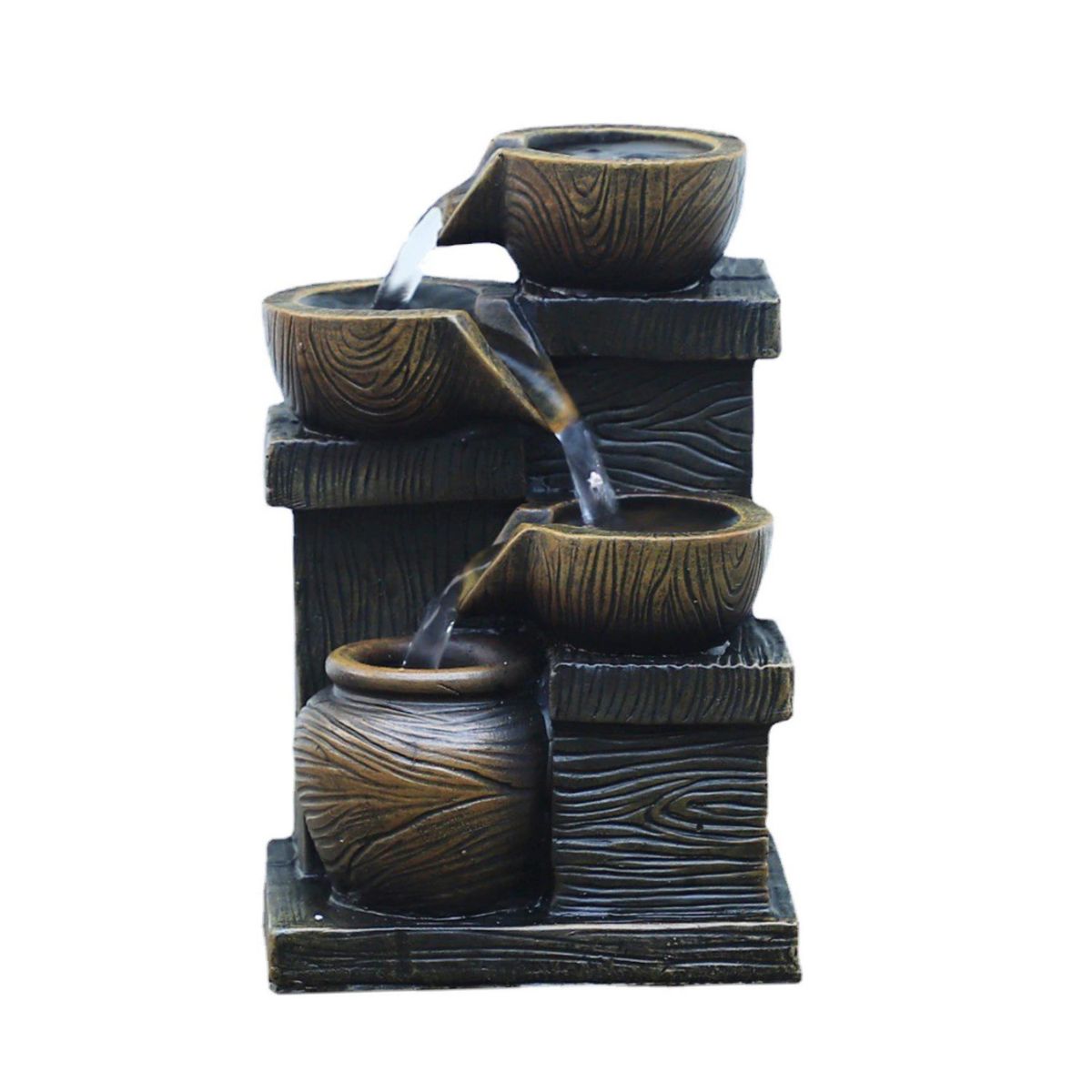 MUNDO ONLINE - Adorno fuente de agua Cuencos cascada Iluminación 3 niveles