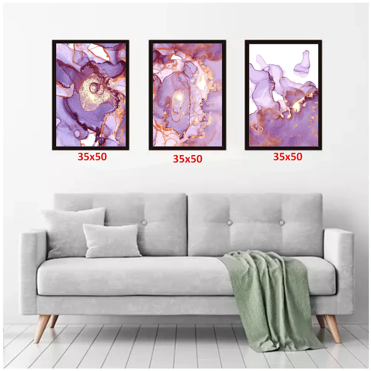 GENERICO - Cuadros Decorativos Abstracto mármol  Pack X 3 Uds 35x50 Cm C/u