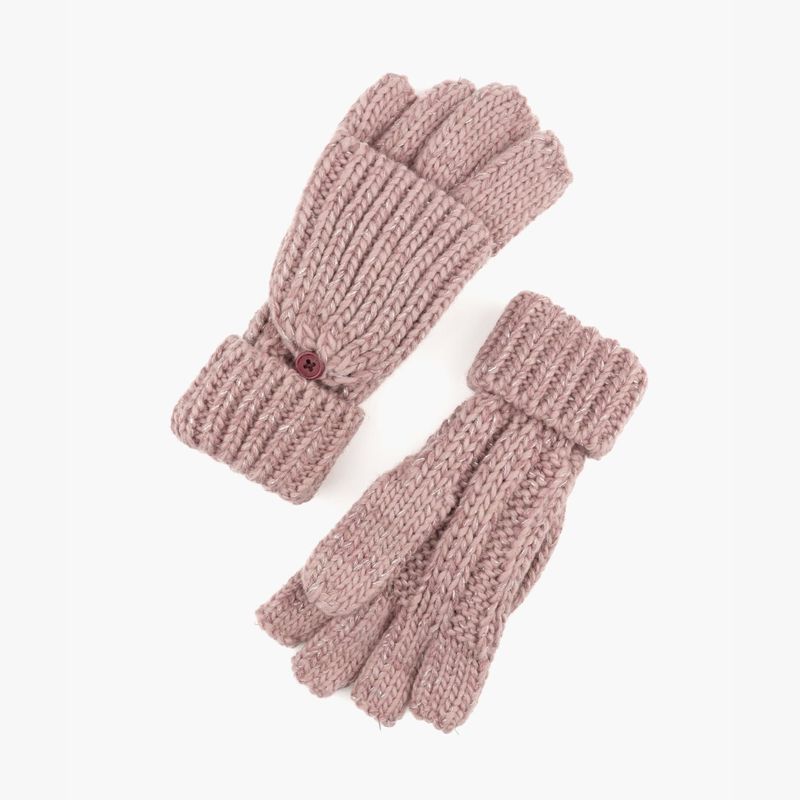 LOUNGE - Guantes Mujer Tejidos Con Miton Rosado
