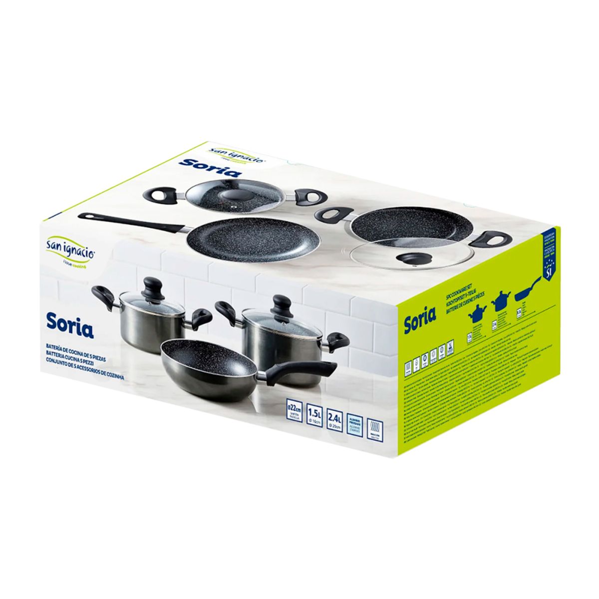 BERGNER - Juego De Ollas Soria Batería 5 piezas San Ignacio By Bergner