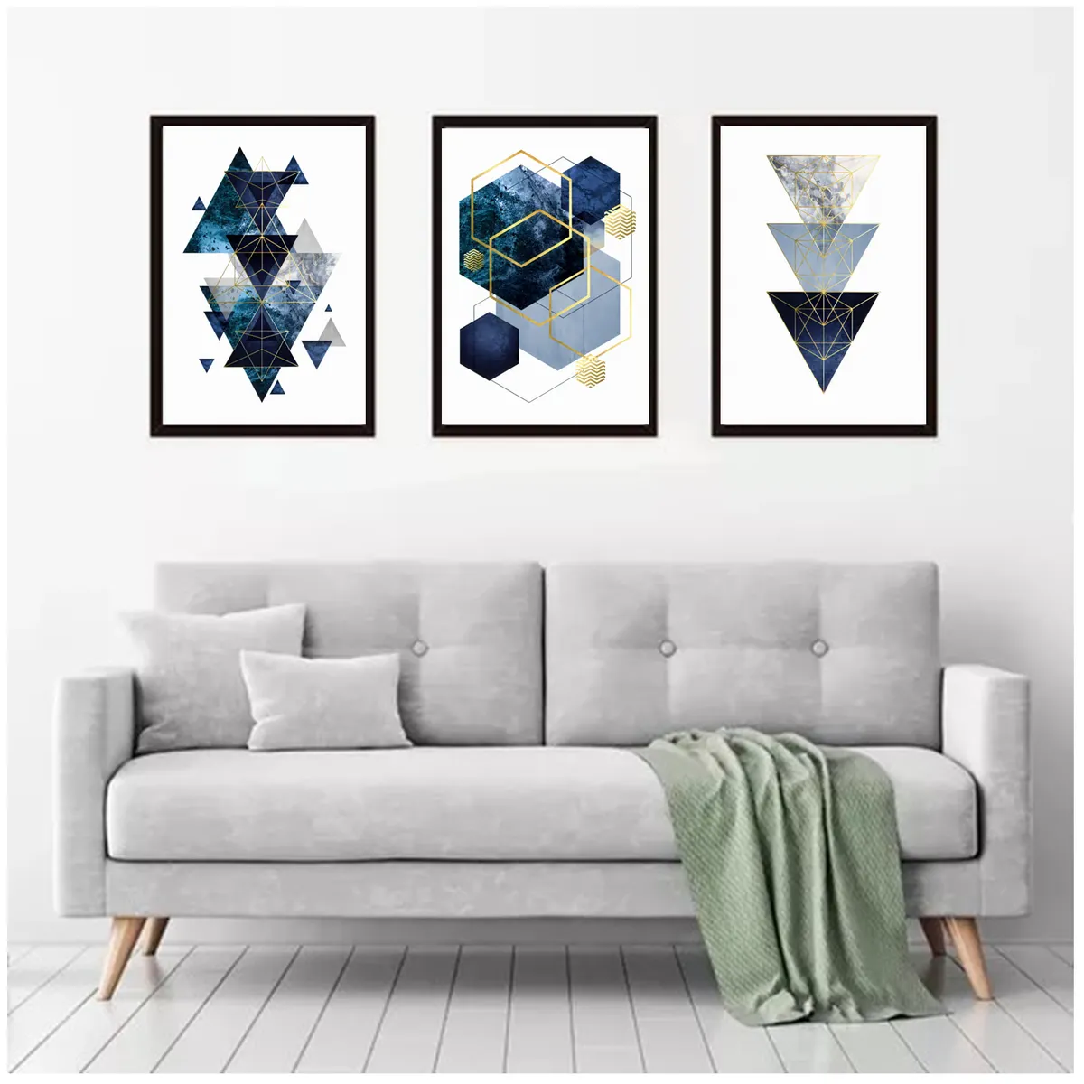 GENERICO - Cuadros Decorativos  Abstracto Geometrico Pack X 3 Uds 35x50 Cm C/u