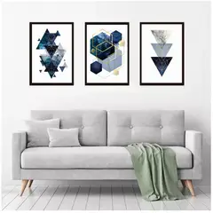 GENERICO - Cuadros Decorativos Abstracto Geometrico Pack X 3 Uds 35x50 Cm C/u