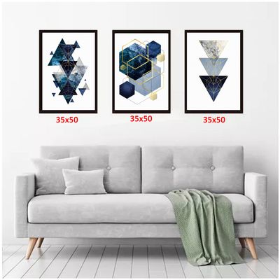 Imagen 2 del producto Cuadros Decorativos Abstracto Geometrico Pack X 3 Uds 35x50 Cm C/u