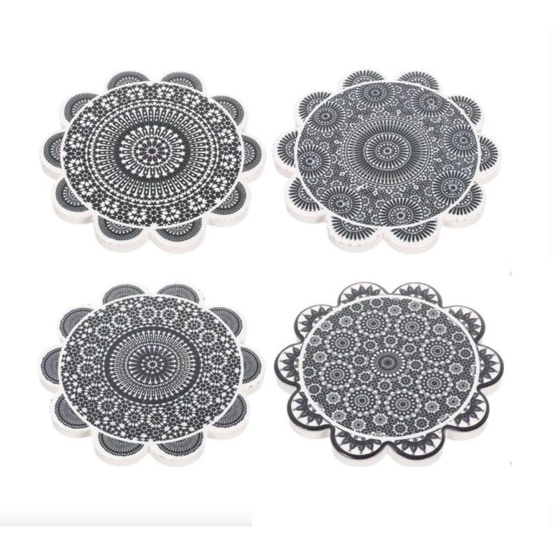 GENERICO - Set 4 Posavasos Colorido Ceramica Y Corcho 4 Piezas Mandala
