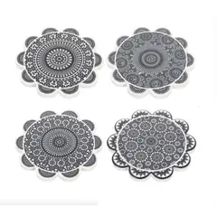 GENERICO - Set 4 Posavasos Colorido Ceramica Y Corcho 4 Piezas Mandala