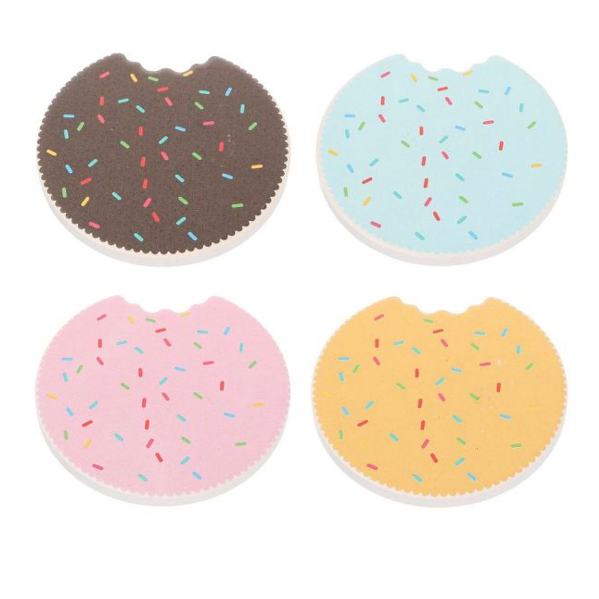 GENERICO - Set 4 Posavasos Colorido Ceramica Y Corcho 4 Piezas Galleta