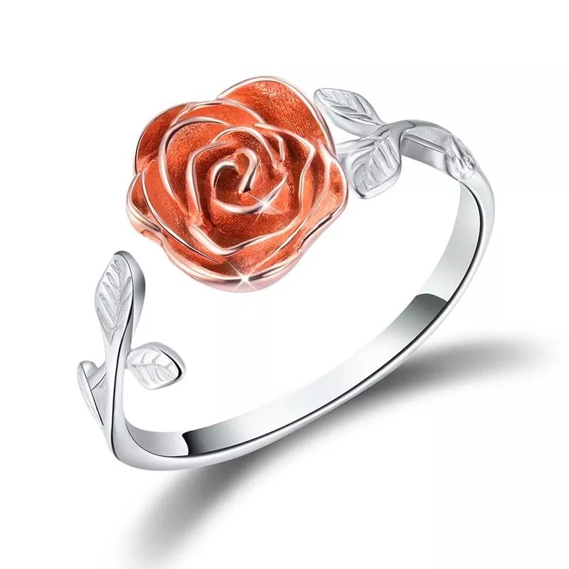 GENERICO - Anillo plata 925 rosa ajustable mujer