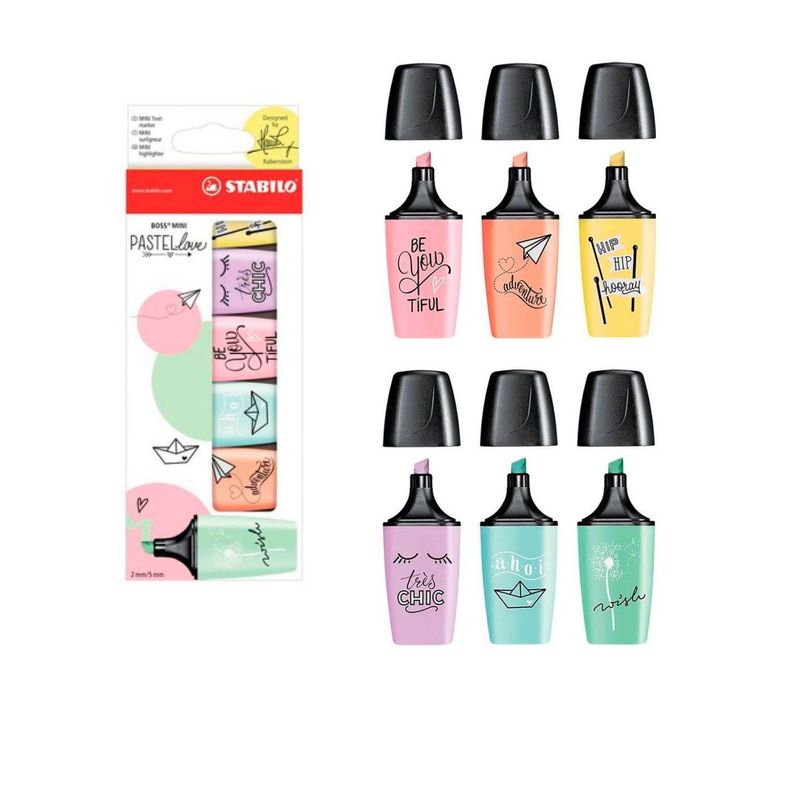 STABILO - Set 6 mini destacadores pastel love