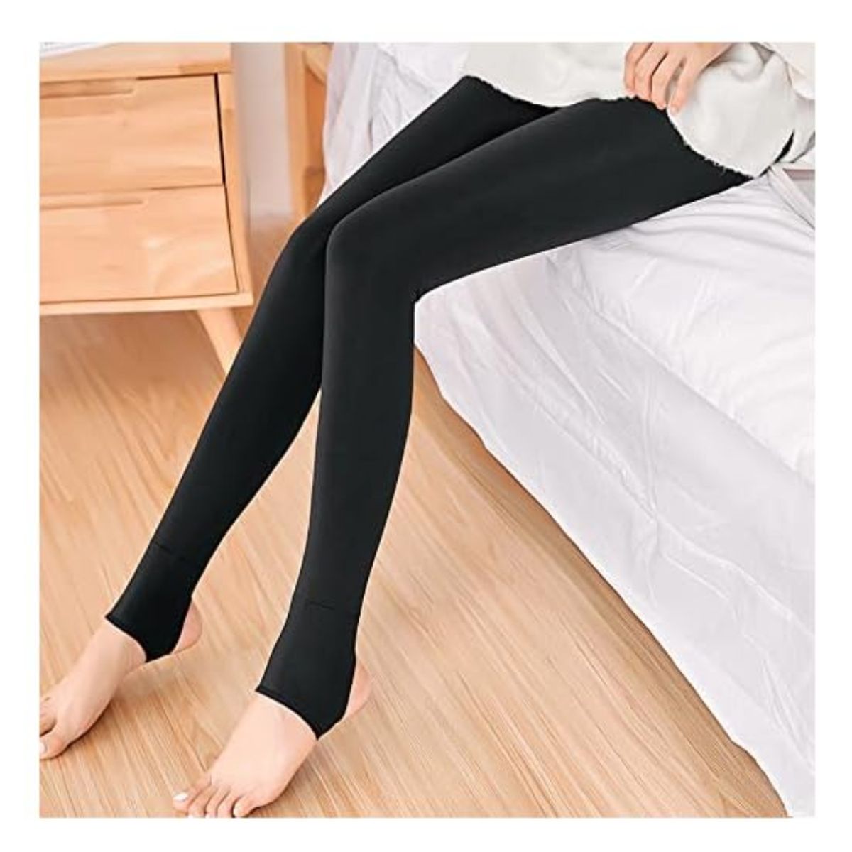 UTILISIMO - Pack 5 Calzas de Mujer Efecto Piel Chiporro (Estira a XL) Negro OMAS