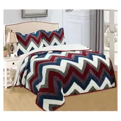 COMPRAPO - Frazada Manta Térmica 2 Plazas Sherpa Chiporro Zig Zag + 2 Fundas