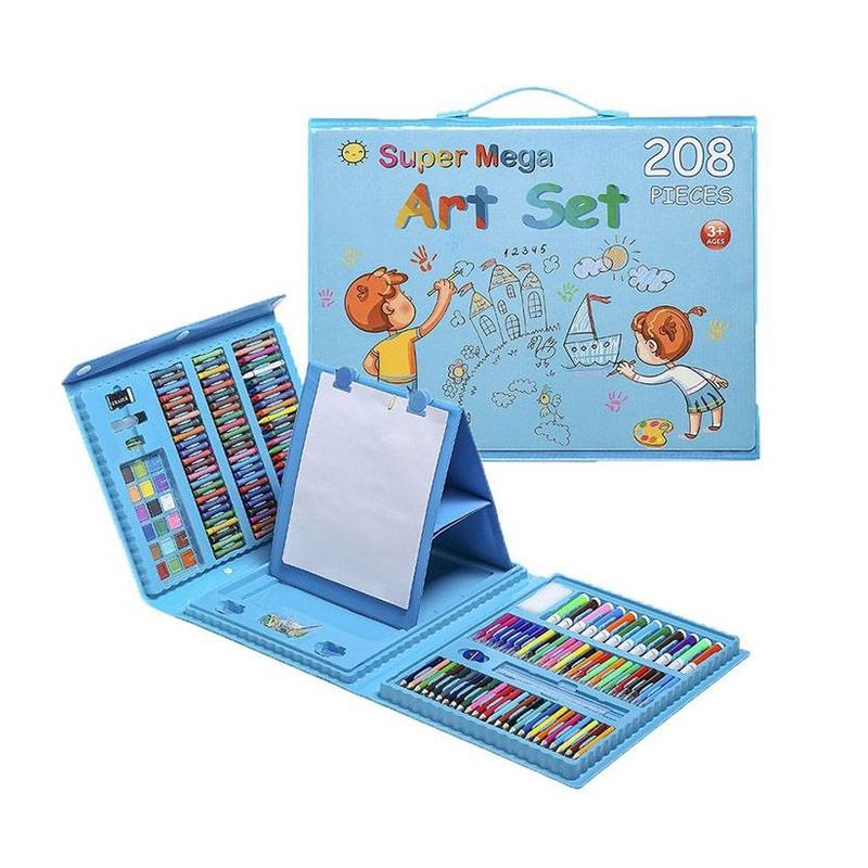 GENERICO - Set Arte Niños 208 Piezas Kit De Dibujo Portátil azul
