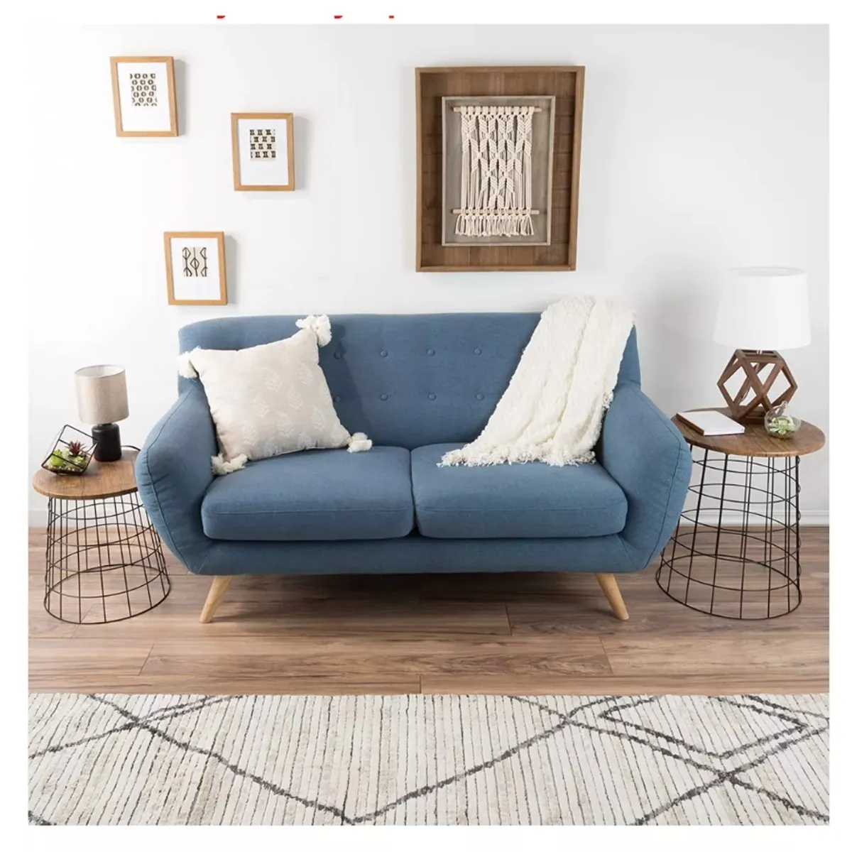 HOMER DESIGN - Juego 2 Mesa De Centro Lateral Organizador living Canasto negros…