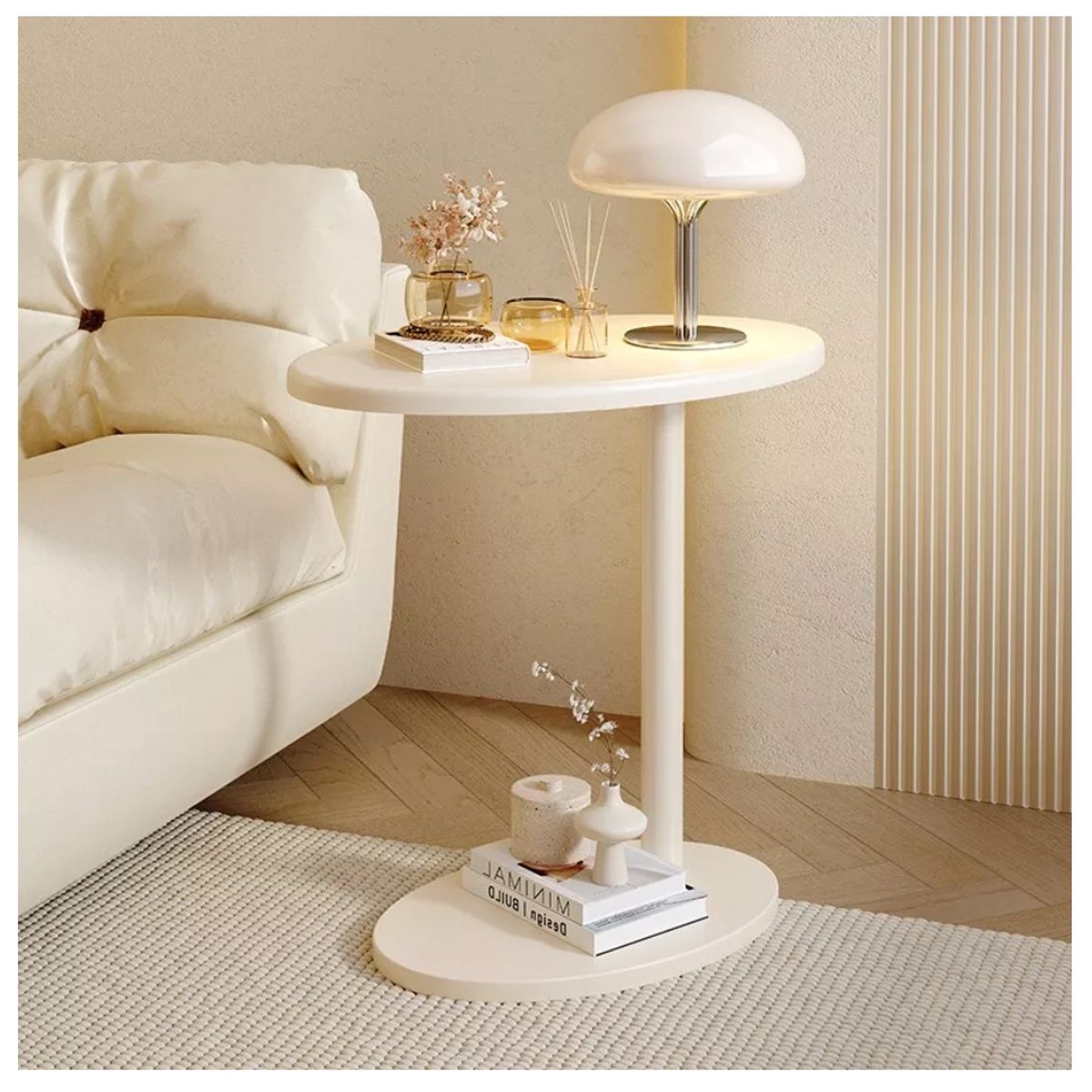 HOMER DESIGN - Mesa De Centro Lateral Living Vanguardia Melamina 48x55cm blanco
