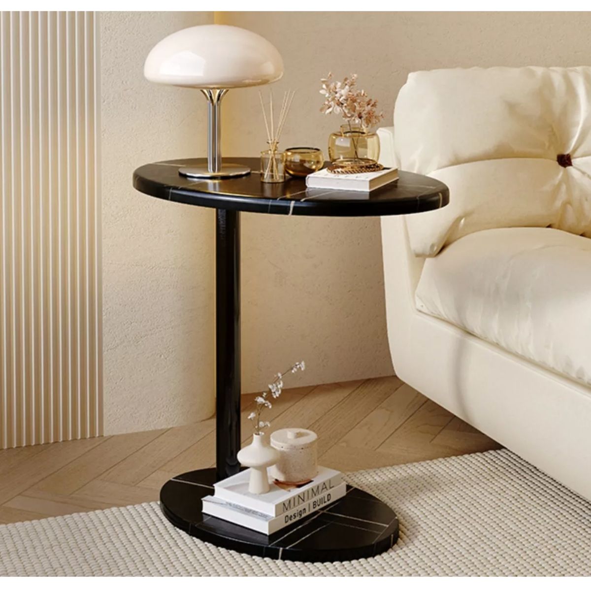 HOMER DESIGN - Mesa De Centro Lateral Living Vanguardia Melamina 48x55cm negro