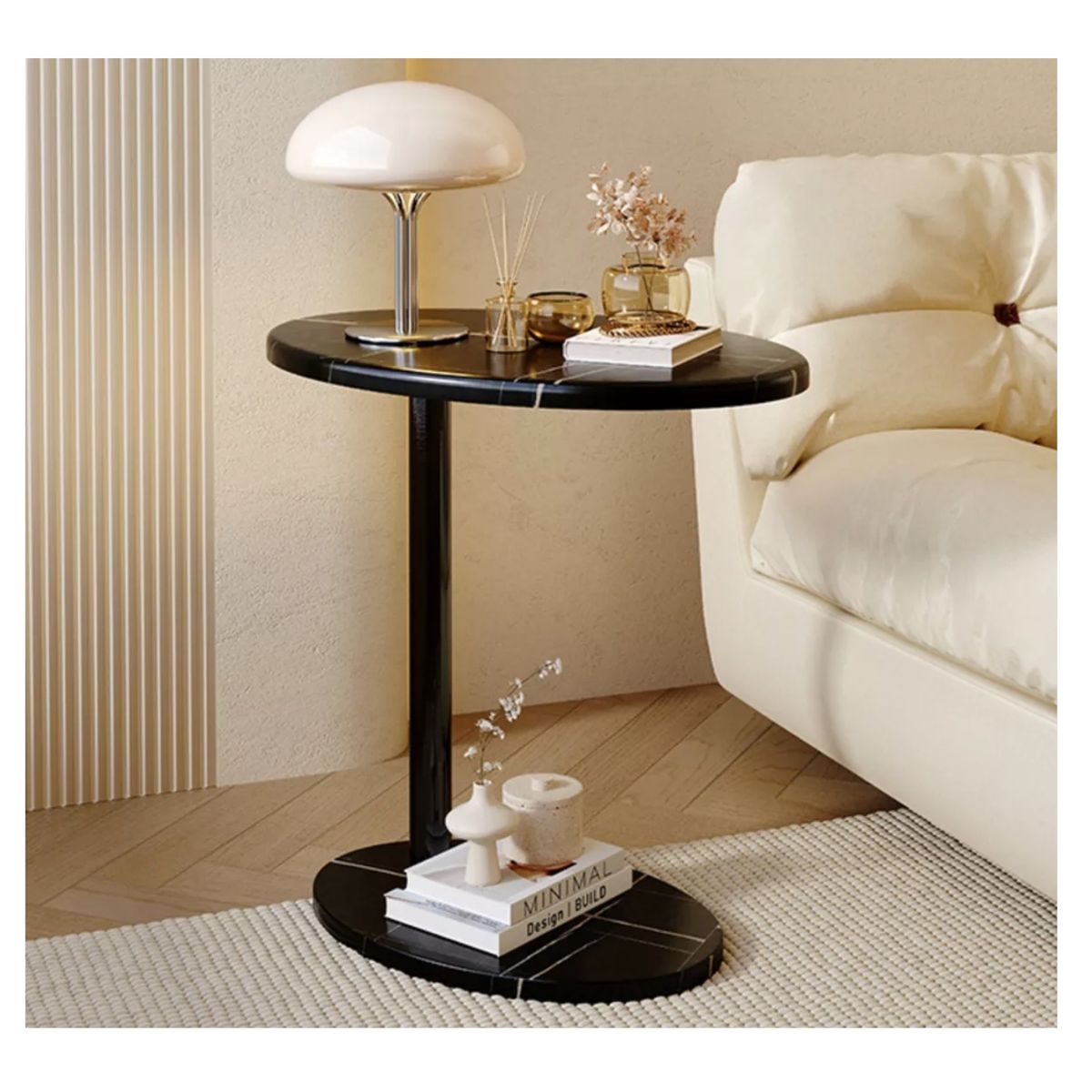 HOMER DESIGN - Mesa De Centro Lateral Living Vanguardia Melamina 48x55cm negro